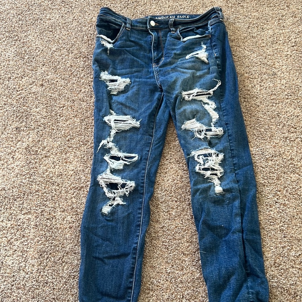 American eagle distressed super high rise jegging